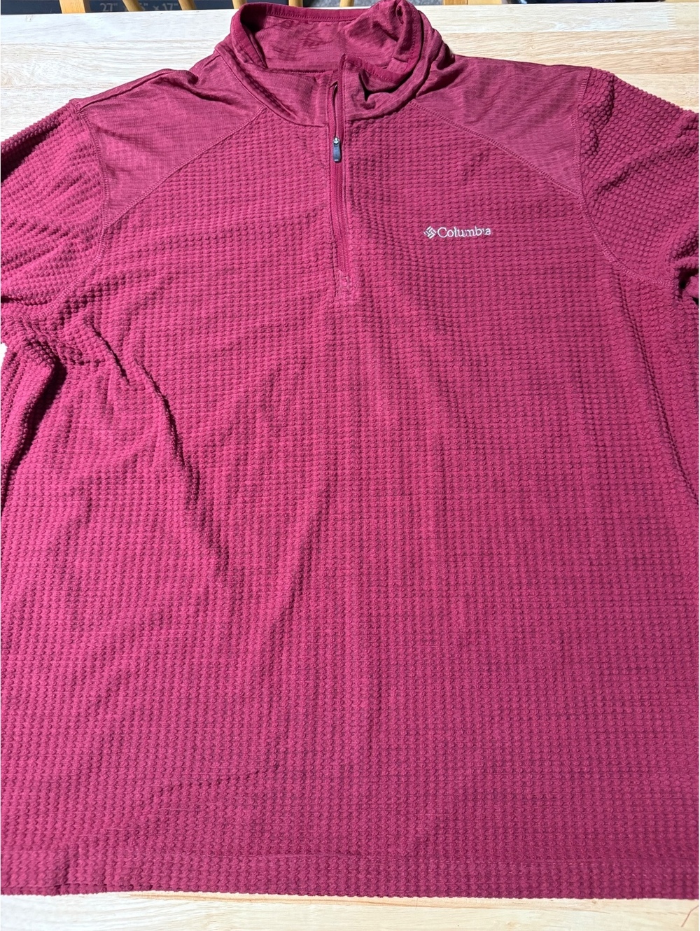Columbia Men’s XXL Burgundy Red Textured Quarter Zip Pullover Performance Fleece